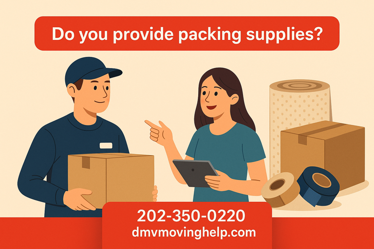 Providing packing supplies for moving DMV Area