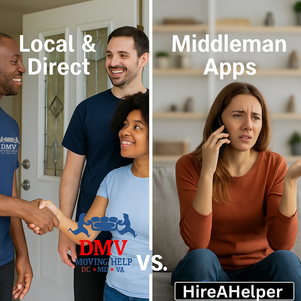 Local & Direct DMV Moving Help vs HireAHelper Middleman App