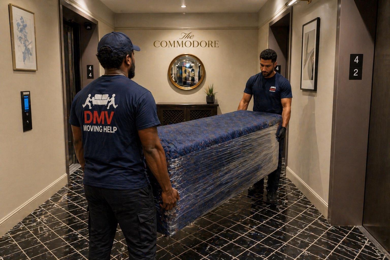 DMV Moving Help crew handling apartment move with elevator access in Arlington VA